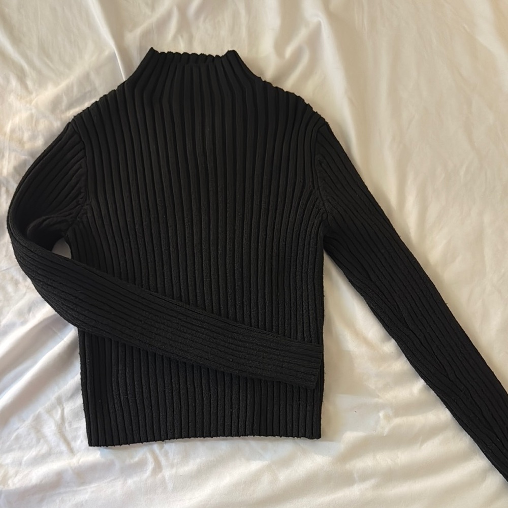 SHEIN Black Ribbed Cowl Neck Sweater